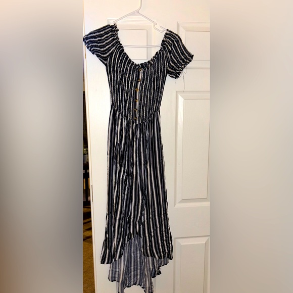 Blue and white long back dress - Picture 1 of 2